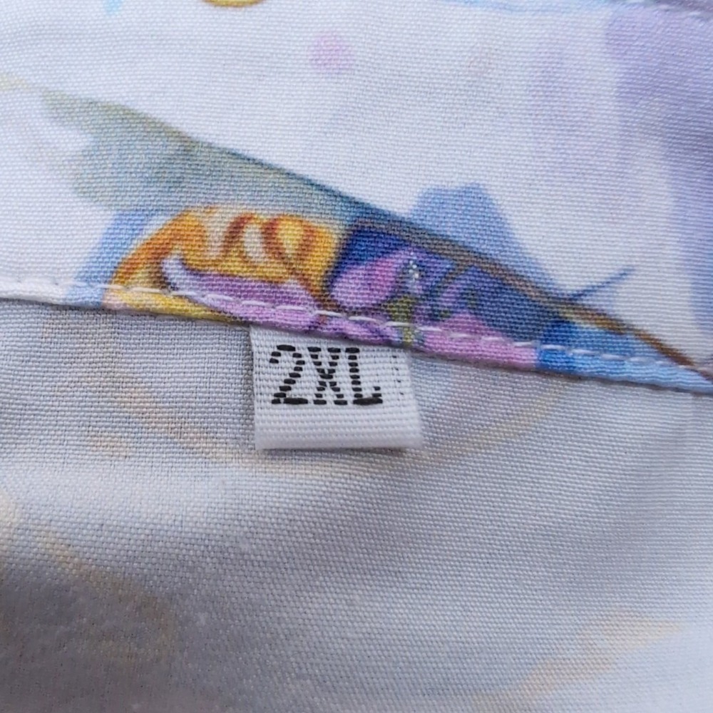 Cinderella Castle Glass Slipper Carriage Button Down Shirt Mens 2XL Watercolor - Picture 4 of 5